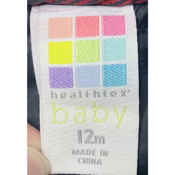 Baby Vest Healthtex 12 Month Buffalo Plaid Puff Red Black Little Explorer Zipper - Picture 3 of 7